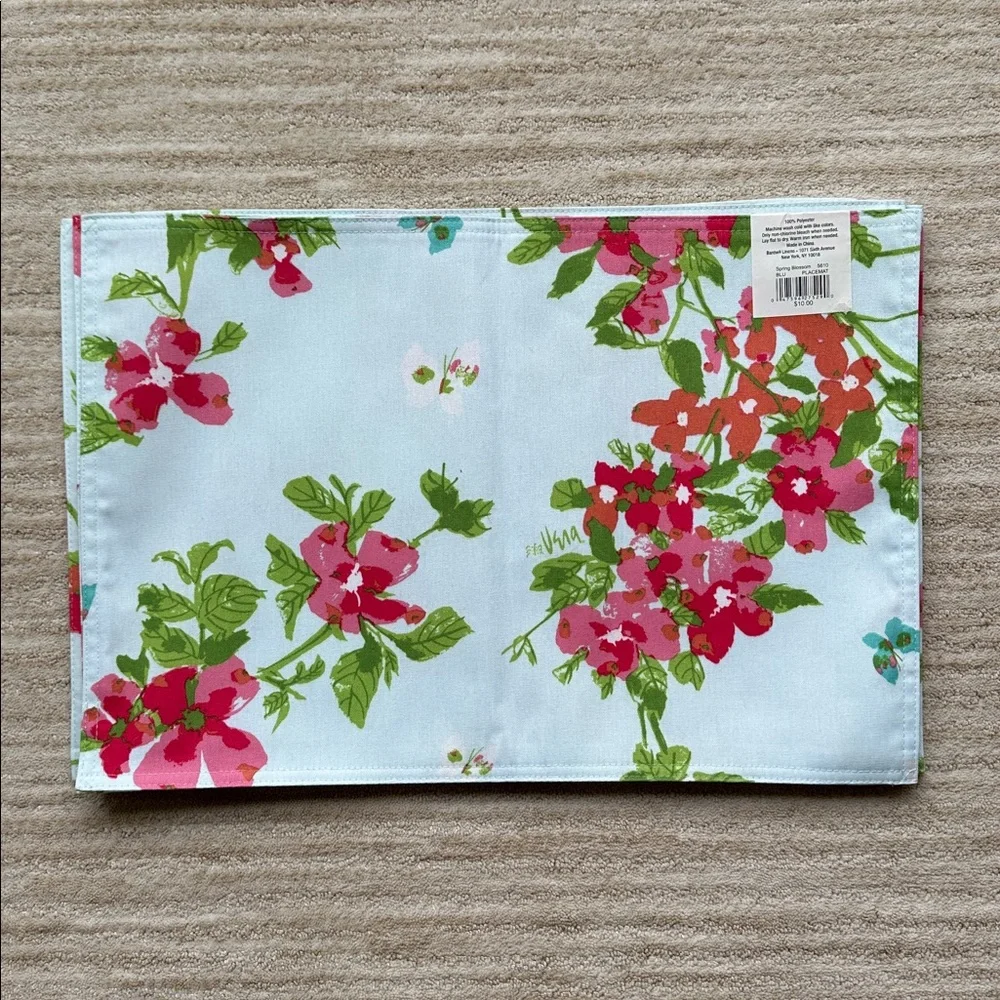Set of 6 Vera Neumann Bardwil Linens Placemats Hellooo SPRING BLOSSOM Floral